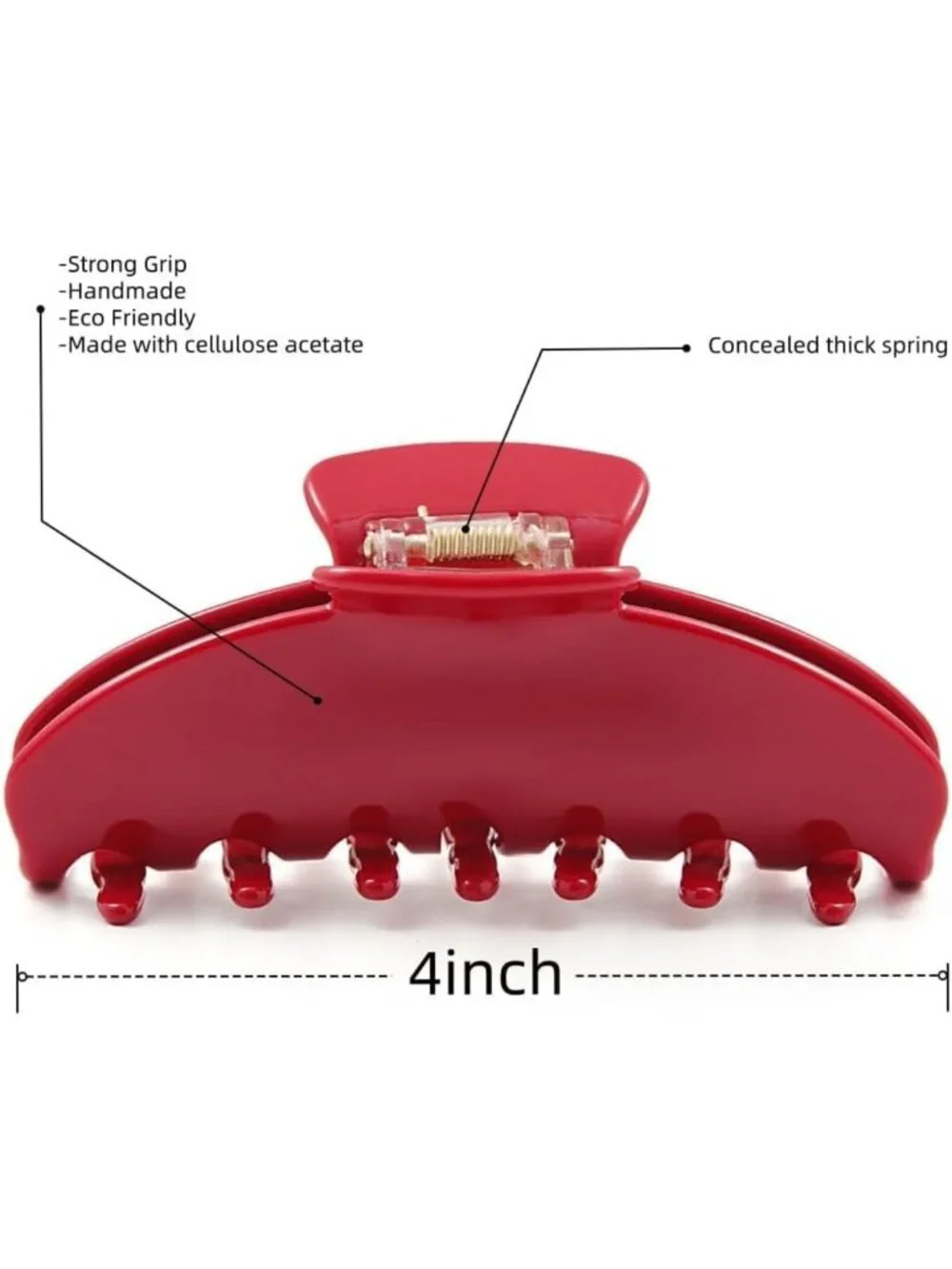 Durable 4-Inch Cherry Red Claw Hair Clips for Fine & Thick Hair - Stylish